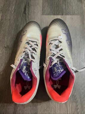 Under Armour Women's Gradient Soccer Cleats - White, Purple & Coral